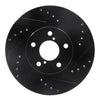 R1 Concepts 90-16 Saab 9-2X Front Right Drilled & Slotted Black Brake Rotor