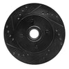 R1 Concepts 87-93 Ford Mustang Front Left Drilled & Slotted Black Brake Rotor