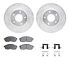 R1 Concepts 13-19 Nissan Sentra Front Drilled & Slotted Silver Brake Rotor Set w/Ceramic Pads and Hardware