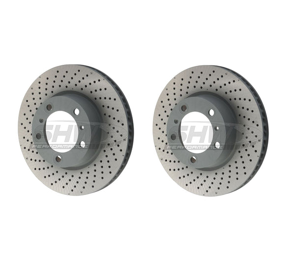SHW Performance Cross-Drilled Lightweight Right Rear Brake Rotors - Porsche 911 Turbo 3.7L 2021 main image 0