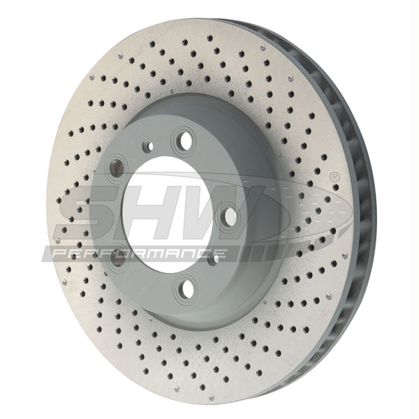 SHW Performance Cross-Drilled Monobloc Right Rear Brake Rotors - Porsche Boxster Spyder 2016 main image 1