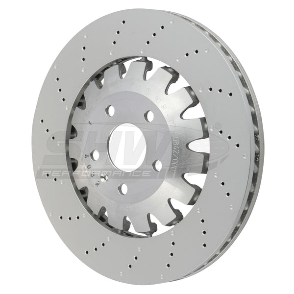 SHW Performance Cross-Drilled Lightweight Left Rear Brake Rotors - Porsche 911 Turbo 3.7L 2021 main image 1