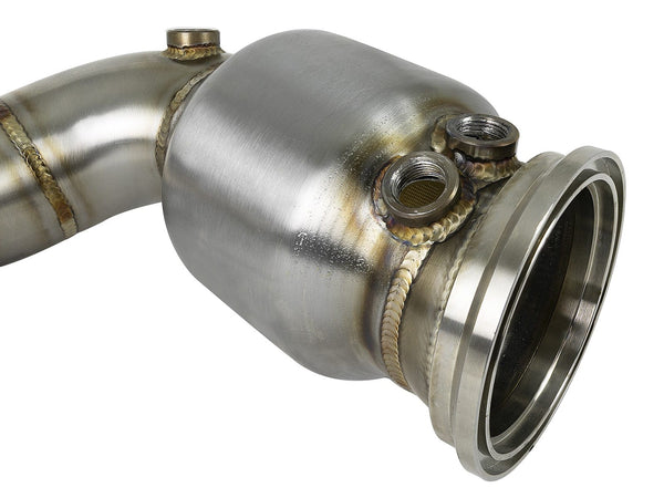 aFe 48-36318-1HC Twisted Steel Down Pipe 2-1/2 IN 304 Stainless Steel w/ Cat