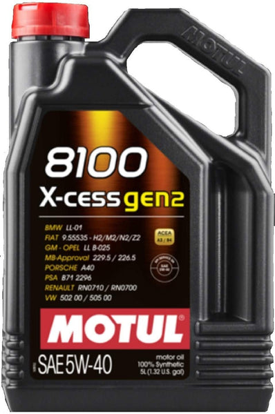 Motul 8100 X-CESS GEN2 Synthetic Motor Oil (5W-40) 5 Liter