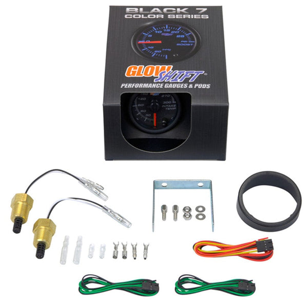GlowShift Gauges Black 7 Color Dual Air Intake Temperature Gauge GS