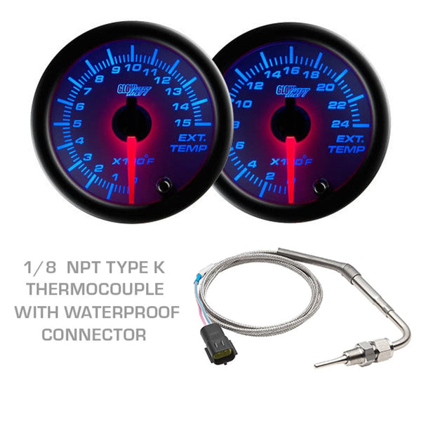 GlowShift Gauges White 7 Color 3 Gauge Diesel Set 60 PSI Boost, 2400