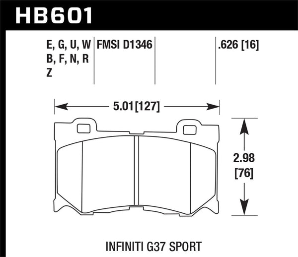 Hawk Perf Race Brake Pads | Corvette Z06/GS (06-13) / Z06 427 (08-13) (HB658U.570) main image 1