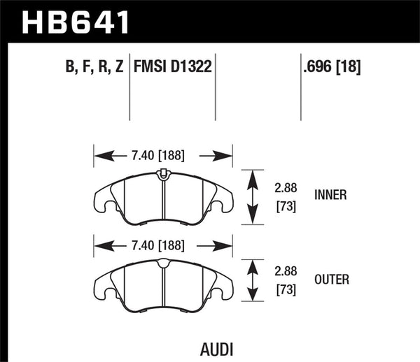 Hawk 10 14 Audi A5 Hp Street Front Brake Pads Hb641n696 Urotuning 