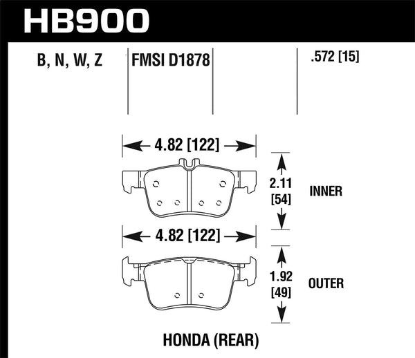 Hawk 02-06 RSX (non-S) Front / 03-11 Civic Hybrid / 04-05 Civic Si HP DTC-60 Front Race Brake Pads