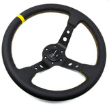 Renown Leather / Yellow Stripe Renown 100 Steering Wheel Dark Competition / Black 100DLC