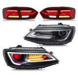 VLAND LED Headlights and Tail Lights (w/ Demon Eyes) - VW Mk6 Jetta by VLAND 0215A-RC+0195A-DEM-P02