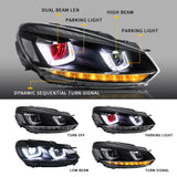 VLAND LED Headlights Halogen Models with Demon Eyes - VW / Mk6 / Golf