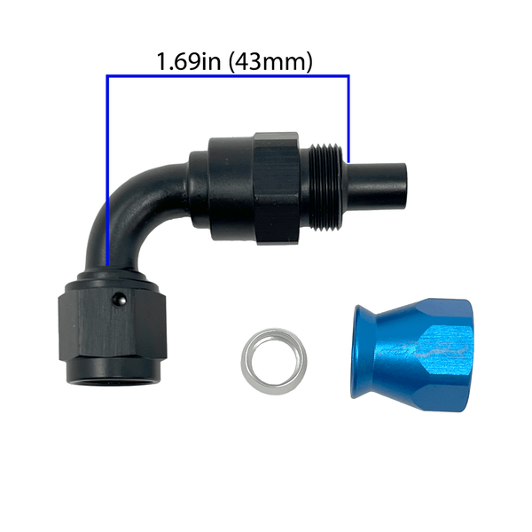 Precision Raceworks Fuel Line Fitting AN6 PTFE to AN6 Flare Female 90 ...