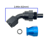 Precision Raceworks Precision Raceworks Fuel Line Fitting PTFE to 45 Degree Female Flare AN6 201-0231