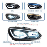 VLAND LED Headlights Halogen Models (Upper DRL)  - VW / Mk6 / Golf