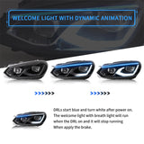 VLAND LED Headlights Halogen Models (Upper DRL)  - VW / Mk6 / Golf