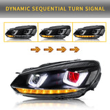 VLAND LED Headlights Halogen Models with Demon Eyes - VW / Mk6 / Golf