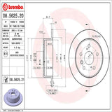 Brembo OE Rear Brake Kit (Prem NAO Ceramic Pads/Prem UV Coat Rotors) - 90-91 Lexus ES250/92-99 ES300/98-99 Toyota Camry by Brembo KT00A17-BRE