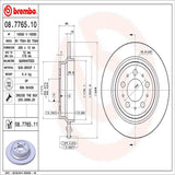 Brembo OE 01-09 Volvo S60/99-06 S80/01-07 V70/03-07 XC70 Rear Prem UV Coat Rotor by Brembo 08-7765-11-BRE