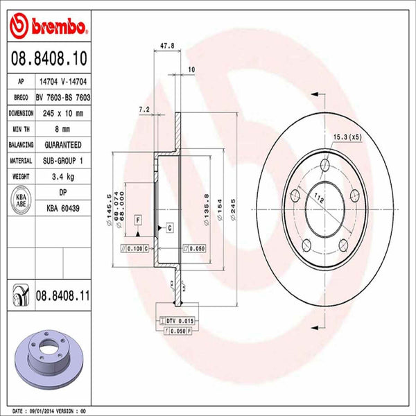 Brembo P85154N Rear Ceramic Brake Pad Set For Audi A4, Q5, S4, SQ5 (2017-2020) – Low Dust, Quiet Operation