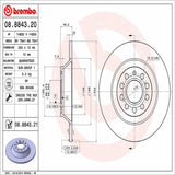 Brembo OE Rear Brake Kit (NAO Brake Pads/Prem UV Coat Rotors) - VW/Audi by Brembo KT00265-BRE