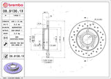 Brembo OE Rear Brake Kit (Prem NAO Ceramic Pads/Prem Cross Drill UV Coat Rotors) - Audi by Brembo KTX0096-BRE