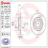 Brembo OE Rear Brake Kit (Prem NAO Ceramic Pads/Prem UV Coat Rotors) - Audi by Brembo KT00572-BRE