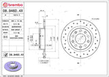 Brembo OE Rear Brake Kit (Prem NAO Ceramic Pads/Prem Cross Drill UV Coat Rotors) - 13-16 Dodge Dart by Brembo KTX0141-BRE