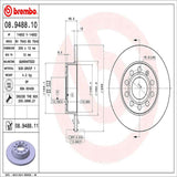 Brembo OE Rear Brake Kit (NAO Brake Pads/Prem UV Coat Rotors) - VW/Audi by Brembo KT00084-BRE