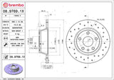 Brembo OE Rear Brake Kit (Prem NAO Ceramic Pads/Prem Cross Drill UV Coat Rotors) - Audi by Brembo KTX0097-BRE