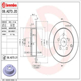 Brembo OE Rear Brake Kit (Prem NAO Ceramic Pads/Prem UV Coat Rotors) - 00-05 Toyota Celica/05-06 Corolla/03-08 Matrix by Brembo KT00223-BRE