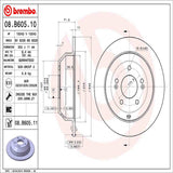 Brembo OE Rear Brake Kit (NAO Brake Pads/Prem UV Coat Rotors) - 07-10 Kia Sedona/ Hyundai Veracruz by Brembo KT00108-BRE