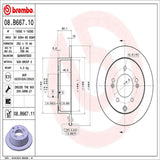 Brembo OE Rear Brake Kit (NAO Brake Pads/Prem UV Coat Rotors) - 06-07 Hyundai Accent/ Kia Rio/ Kia Rio5 by Brembo KT00087-BRE
