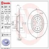 Brembo OE Rear Brake Kit (Prem NAO Ceramic Pads/Prem UV Coat Rotors) - Audi by Brembo KT04307-BRE