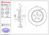 Brembo OE Rear Brake Kit (Prem NAO Ceramic Pads/Prem UV Coat Rotors) - 17-18 Toyota Corolla iM/13-19 Yaris/ by Brembo KT00959-BRE