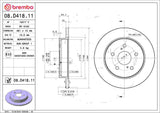 Brembo OE Rear Brake Kit (Prem NAO Ceramic Pads/Prem UV Coat Rotors) - 19-20 Lexus ES300h by Brembo KT00A11-BRE
