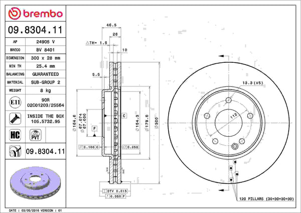 Brembo OE 04-08 Chrysler Crossfire/98-03 Mercedes CLK320 Front Prem UV ...