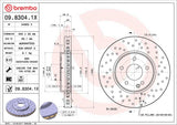 Brembo OE Front Brake Kit (Prem LowMet Pads/Prem Cross Drill UV Coat Rotors) - 03-09 Mercedes E320/06-09 E350 by Brembo KTX4071-BRE