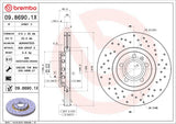Brembo OE Front Brake Kit (Prem NAO Ceramic Pads/Prem Cross Drill UV Coat Rotors) - VW/Audi by Brembo KTX0093-BRE