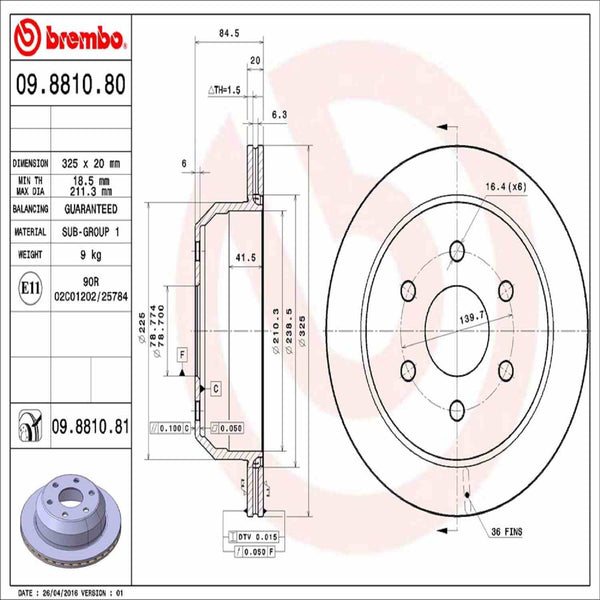 Brembo OE 03-05 Chevy Astro/99-06 Silverado 1500 Rear Prem UV Coat ...