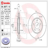 Brembo OE Front Brake Kit (Prem NAO Ceramic Pads/Prem UV Coat Rotors) - 01-07 Chrysler Town & Country/2003 Voyager by Brembo KT00868-BRE