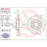 Brembo OE Front Brake Kit (Prem NAO Ceramic Pads/Prem Cross Drill UV Coat Rotors) - VW by Brembo KTX0144-BRE