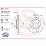 Brembo OE Front Brake Kit (Prem NAO Ceramic Pads/Prem Cross Drill UV Coat Rotors) - 03-11 Saab 9-3/10-11 9-3X by Brembo KTX0117-BRE
