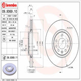 Brembo OE Front Brake Kit (Prem NAO Ceramic Pads/Prem UV Coat Rotors) - 99-03 Saab 9-3/99-09 9-5/01-05 Saturn L300 by Brembo KT00812-BRE