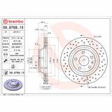 Brembo OE Rear Brake Kit (Prem NAO Ceramic Pads/Prem Cross Drill UV Coat Rotors) - Audi by Brembo KTX4067-BRE