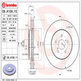 Brembo OE Front Brake Kit (Prem NAO Ceramic Pads/Prem UV Coat Rotors) - 07-09 RX350/06-08 RX400h/06-07 Toyota Highlander by Brembo KT00474-BRE