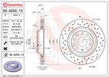Brembo OE Rear Brake Kit (Prem NAO Ceramic Pads/Prem Cross Drill UV Coat Rotors) - Audi by Brembo KTX4079-BRE