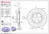 Brembo OE Front Brake Kit (Prem NAO Ceramic Pads/Prem Cross Drill UV Coat Rotors) - 10-12 Lexus HS250h/06-18 Toyota RAV4 by Brembo KTX0132-BRE