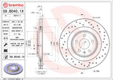 Brembo OE Rear Brake Kit (Prem NAO Ceramic Pads/Prem Cross Drill UV Coat Rotors) - Audi by Brembo KTX0100-BRE