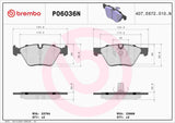 Brembo OE Prem NAO Ceramic Equivalent Pads (Front) - BMW by Brembo P06036N-BRE